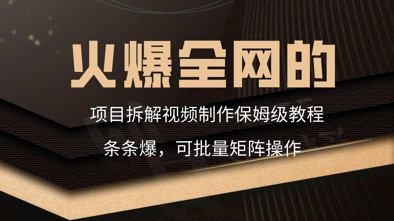 火爆全网的项目拆解类视频如何制作，条条爆，保姆级教程-天使资源网