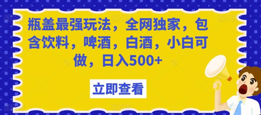 瓶盖最强玩法，全网独家，包含饮料，啤酒，白酒，小白可做，日入500+【揭秘】-天使资源网