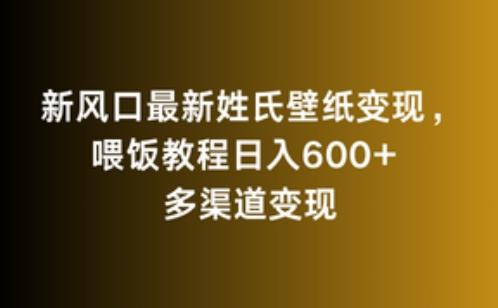 新风口最新姓氏壁纸变现，喂饭教程日入600+【揭秘】-天使资源网