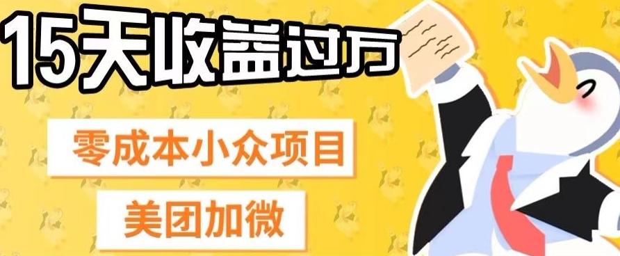 零成本小众项目，美团加微，一单4.5+，15天已经有人赚上万收益-天使资源网
