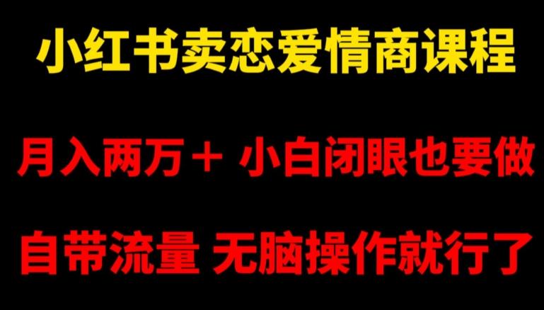 小红书卖恋爱情商课程，月入两万＋，小白闭眼也要做，自带流量，无脑操作就行了【揭秘】-天使资源网