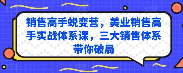 销售高手蜕变营，美业销售高手实战体系课，三大销售体系带你破局-天使资源网