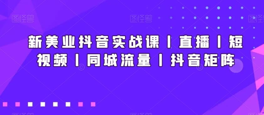 新美业抖音实战课丨直播丨短视频丨同城流量丨抖音矩阵-天使资源网