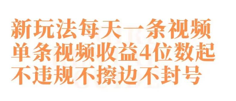 快手新玩法每天一条视频单条视频收益4位数起不违规不擦边不封号【揭秘】-天使资源网