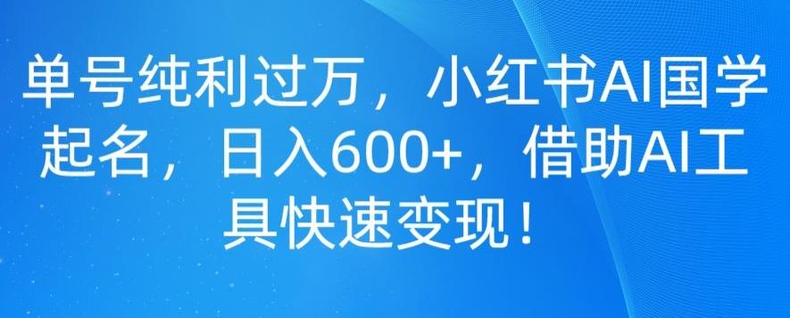 单号纯利过万，小红书AI国学起名，日入600+，借助AI工具快速变现-天使资源网