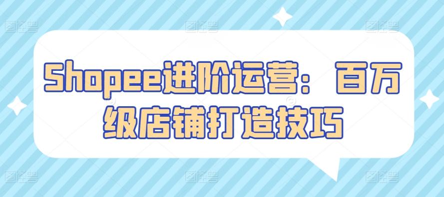 Shopee进阶运营：百万级店铺打造技巧-天使资源网