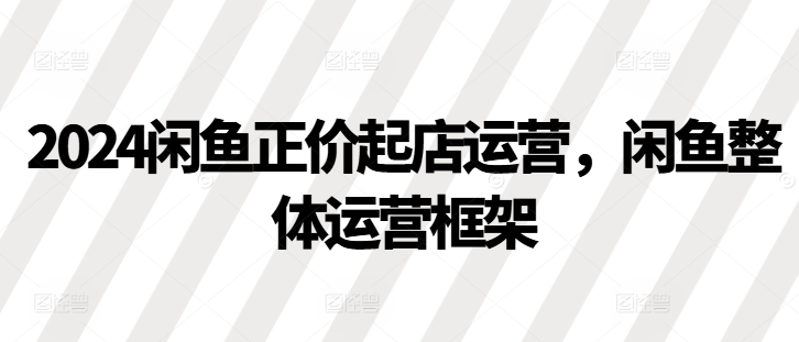 2024闲鱼正价起店运营，闲鱼整体运营框架-天使资源网