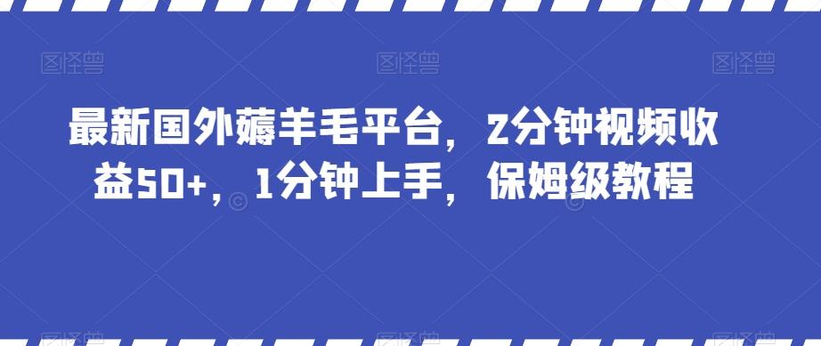 最新国外薅羊毛平台，2分钟视频收益50+，1分钟上手，保姆级教程【揭秘】-天使资源网