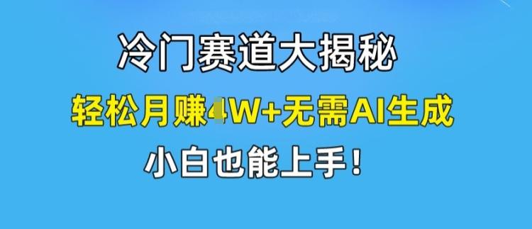 冷门赛道大揭秘，轻松月赚1W+无需AI生成，小白也能上手【揭秘】-天使资源网