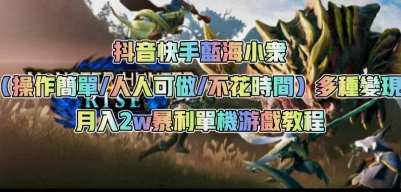 抖音快手蓝海小众（操作简单人人可做不花时间）多种变现月入2w＋暴利单机游戏教程-天使资源网