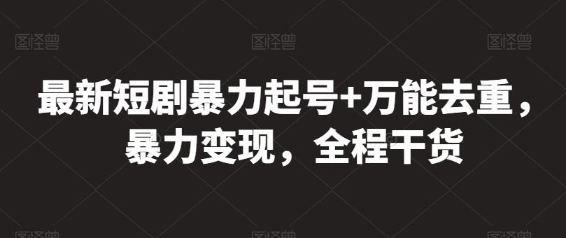 最新短剧暴力起号+万能去重，暴力变现，全程干货【揭秘】-天使资源网