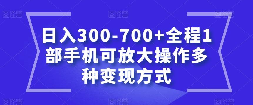 日入300-700+全程1部手机可放大操作多种变现方式【揭秘】-天使资源网
