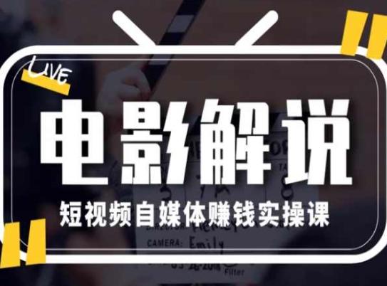 电影解说短视频自媒体赚钱实操课，教你做电影解说短视频，月赚1万-天使资源网
