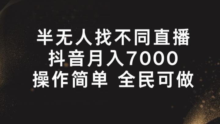 半无人找不同直播，月入7000+，操作简单 全民可做【揭秘】-天使资源网