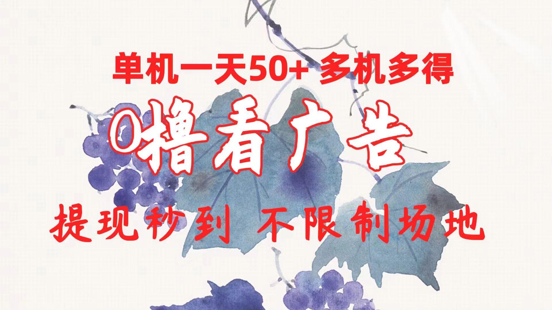 0撸看广告 单机一天50+多机多得 提现秒到 不限制场地操作-天使资源网
