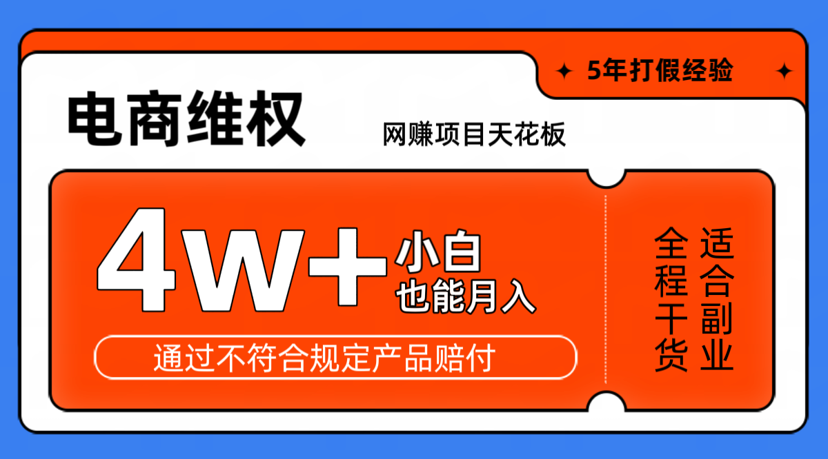 网赚项目天花板电商购物维权月收入稳定4w+独家玩法小白也能上手-天使资源网