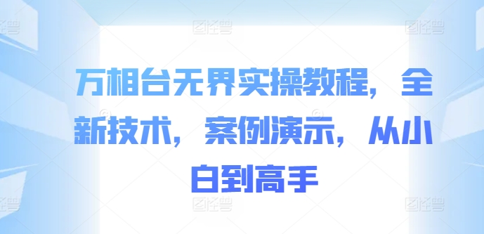 万相台无界实操教程，全新技术，案例演示，从小白到高手-天使资源网