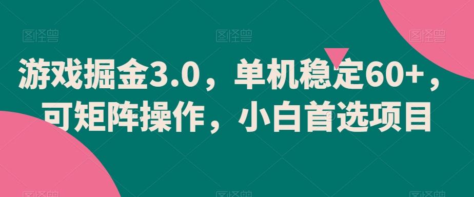 游戏掘金3.0，单机稳定60+，可矩阵操作，小白首选项目【揭秘】-天使资源网