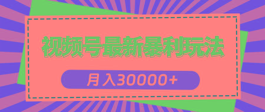 视频号最新暴利玩法，轻松月入30000+-天使资源网