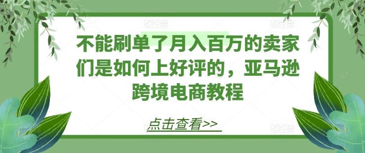 不能刷单了月入百万的卖家们是如何上好评的，亚马逊跨境电商教程-天使资源网