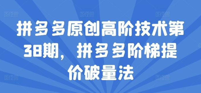 拼多多原创高阶技术第38期，拼多多阶梯提价破量法-天使资源网