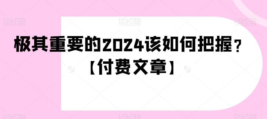 极其重要的2024该如何把握？【付费文章】-天使资源网