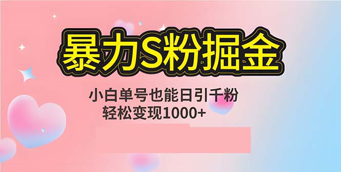 单人单机日引千粉，变现1000+，S粉流量掘金计划攻略-天使资源网