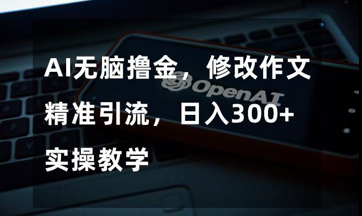 AI无脑撸金，修改作文精准引流，日入300+，实操教学【揭秘】-天使资源网