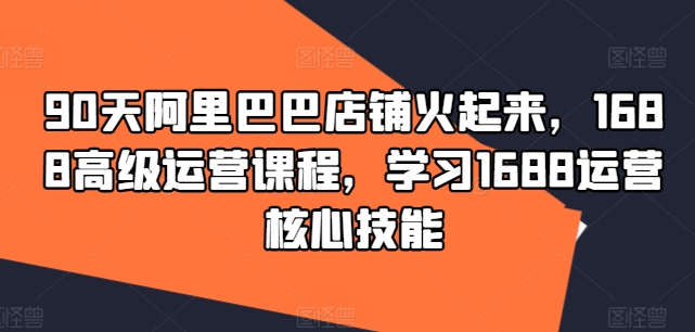 90天阿里巴巴店铺火起来，1688高级运营课程，学习1688运营核心技能-天使资源网