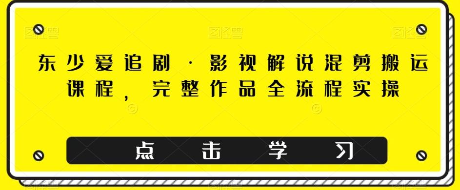 东少爱追剧·影视解说混剪搬运课程，完整作品全流程实操-天使资源网
