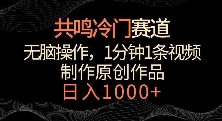 共鸣冷门赛道，无脑操作，一分钟一条视频，日入1000+【揭秘】-天使资源网
