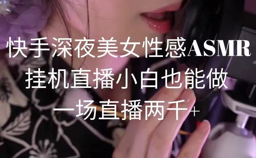 快手深夜美女性感ASMR挂机直播，小白也能做，一场直播两千+-天使资源网