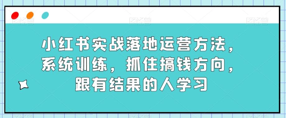 小红书实战落地运营方法，系统训练，抓住搞钱方向，跟有结果的人学习-天使资源网