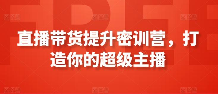 直播带货提升密训营，打造你的超级主播-天使资源网