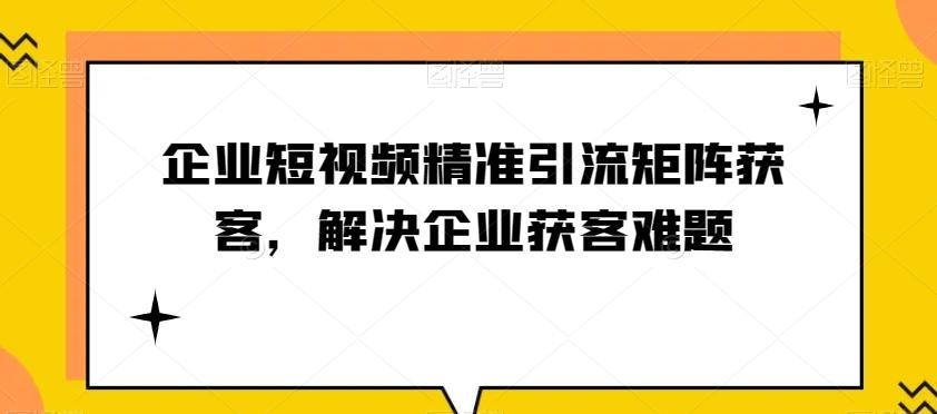 企业短视频精准引流矩阵获客，解决企业获客难题-天使资源网