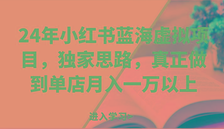 24年小红书蓝海虚拟项目，独家思路，真正做到单店月入一万以上。-天使资源网