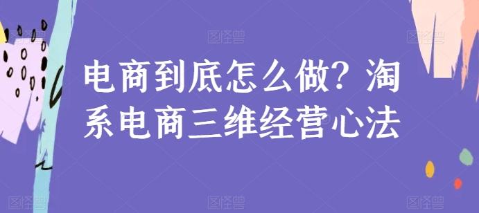 电商到底怎么做？淘系电商三维经营心法-天使资源网
