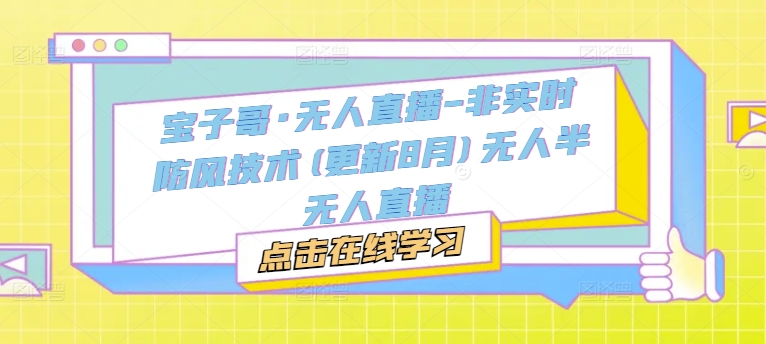 宝子哥·无人直播-非实时防风技术(更新9月)无人半无人直播-天使资源网