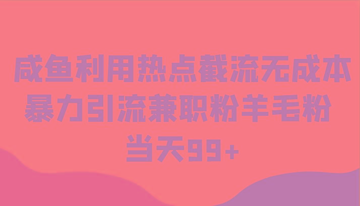 咸鱼利用热点截流无成本暴力引流兼职粉羊毛粉 当天99+-天使资源网