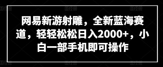 网易新游射雕，全新蓝海赛道，轻轻松松日入2000+，小白一部手机即可操作【揭秘】-天使资源网