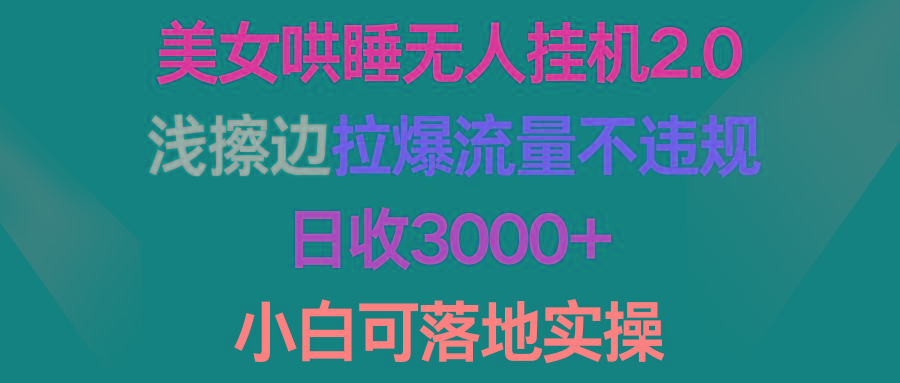 (9905期)美女哄睡无人挂机2.0，浅擦边拉爆流量不违规，日收3000+，小白可落地实操-天使资源网