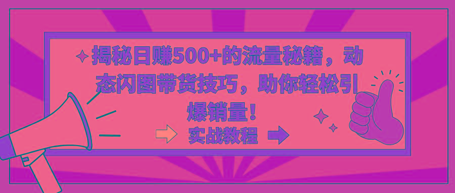 揭秘日赚500+的流量秘籍，动态闪图带货技巧，助你轻松引爆销量！-天使资源网