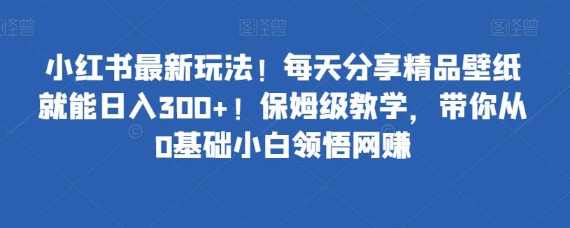 小红书最新玩法！每天分享精品壁纸就能日入300+！保姆级教学，带你从0基础小白领悟网赚-天使资源网